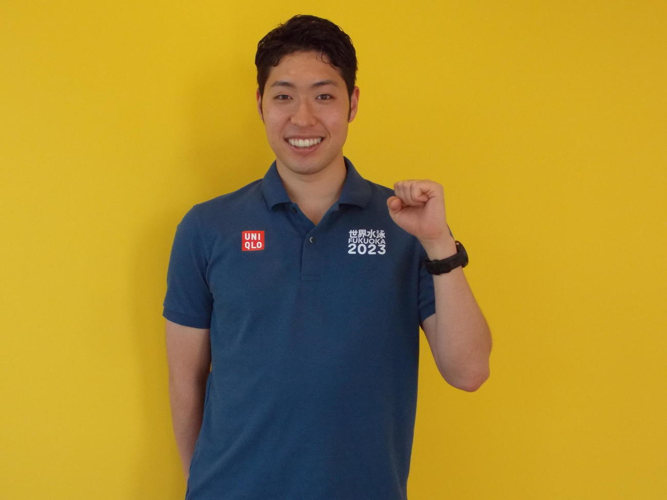 世界選手権に向けてユニクロドリームキャプテンを務める萩野公介氏（撮影・松本航）