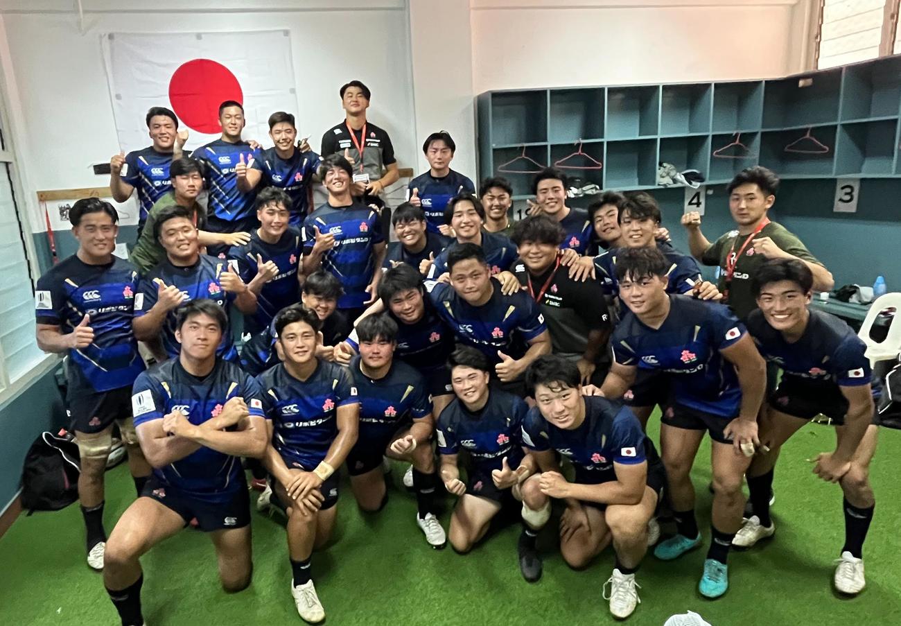 パシフィック・チャレンジでトンガAに勝利したジュニア・ジャパンの選手たち（C）JRFU