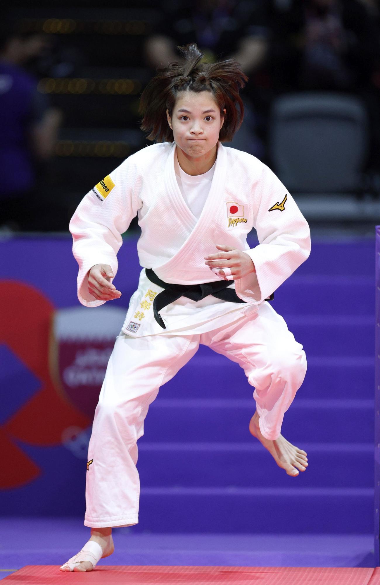 女子52キロ級決勝に臨む阿部詩＝ドーハ（共同）
