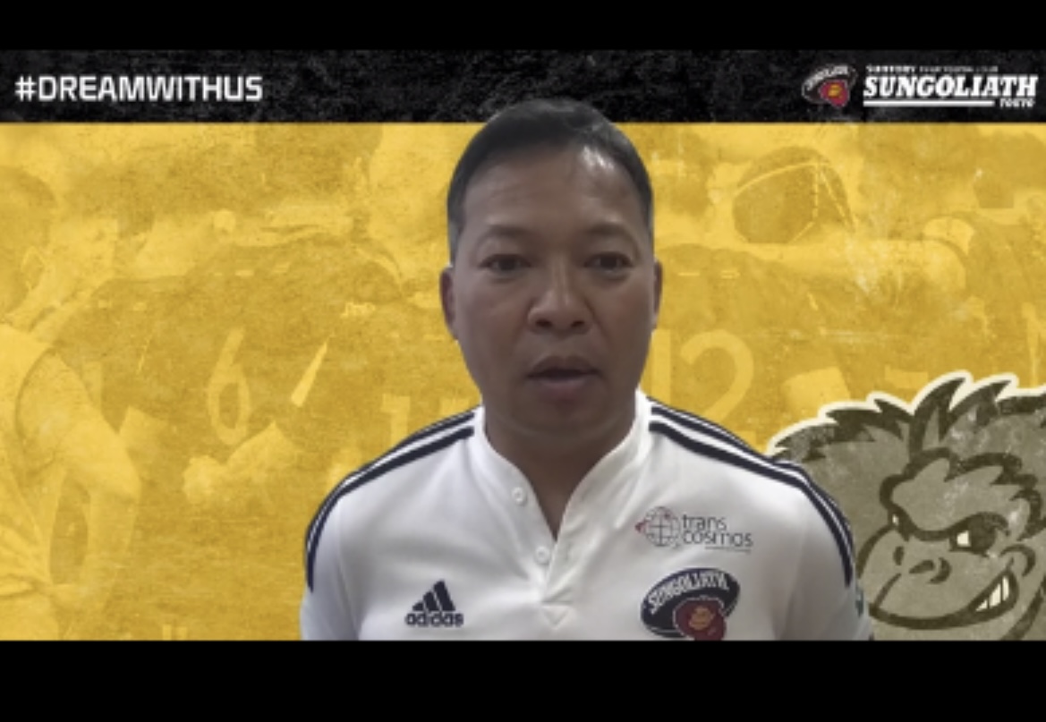 プレーオフに向けてオンラインで記者会見に出席した東京SGの田中監督