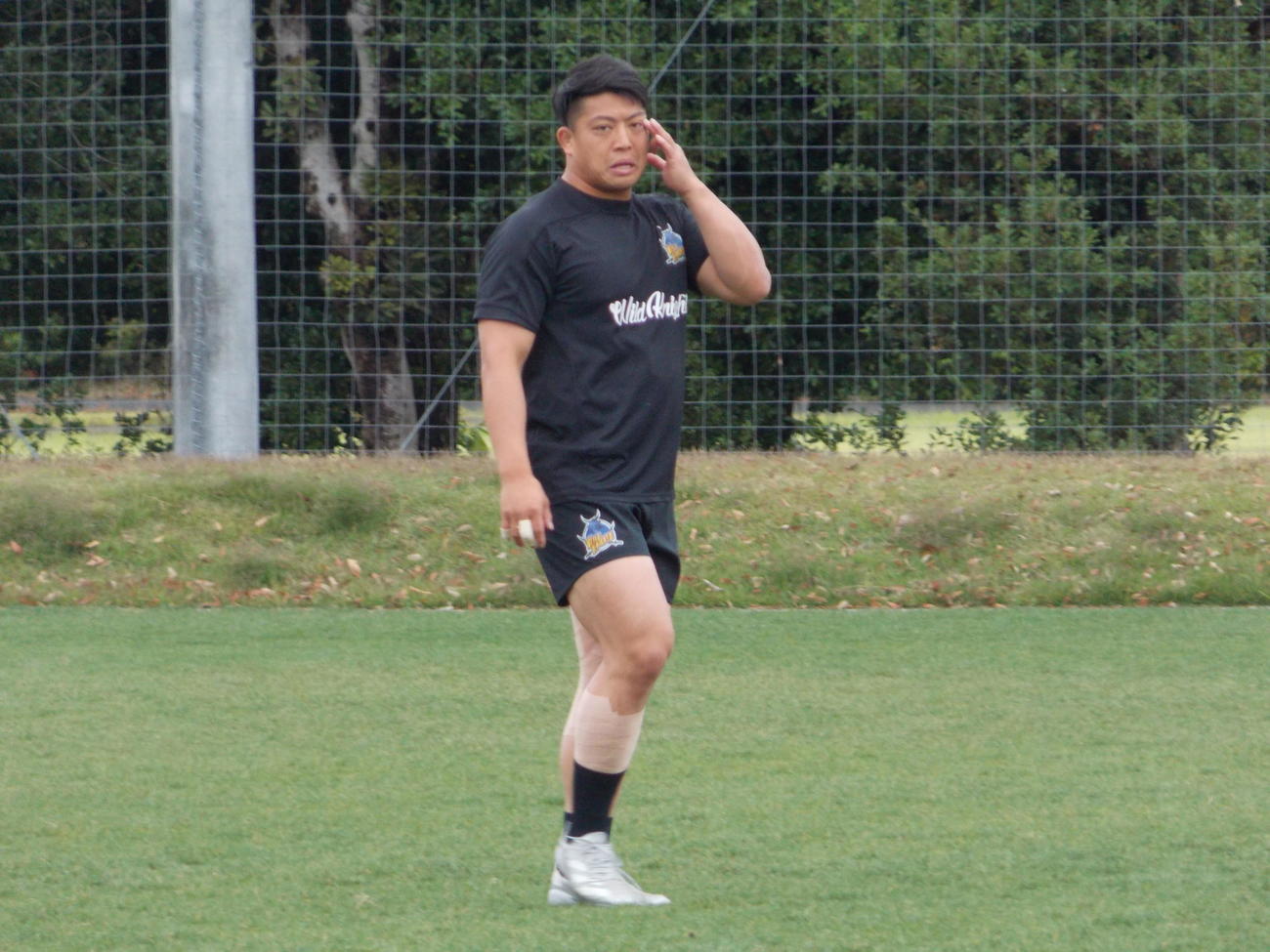 東京ベイとの決勝を控え、全体練習に参加した埼玉フッカー坂手淳史主将（撮影・松本航）
