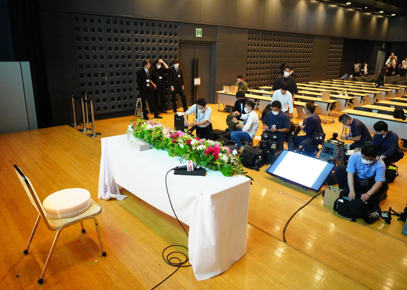 石川が引退会見を行う予定の会見場（撮影・江口和貴）