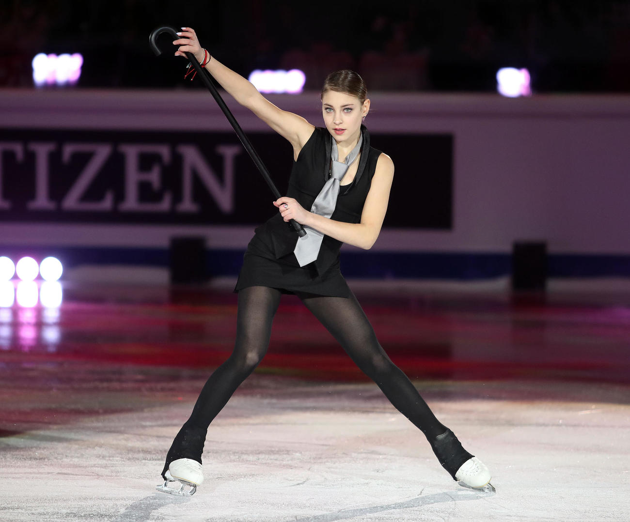 グランプリ（GP）ファイナル　エキシビション　演技を披露するアリョーナ・コストルナヤ（2019年12月撮影）