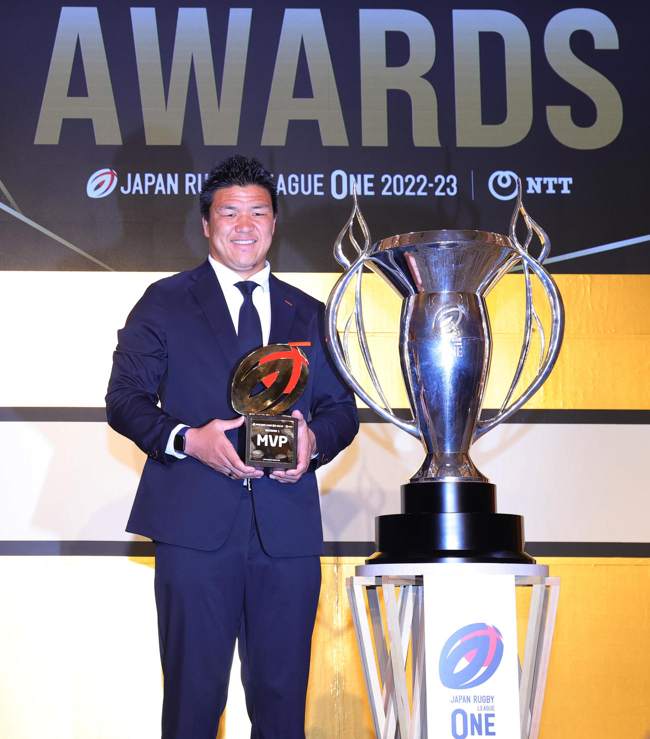 リーグワン2022－2023アワードでMVPを受賞した東京ベイの立川（撮影・野上伸悟）