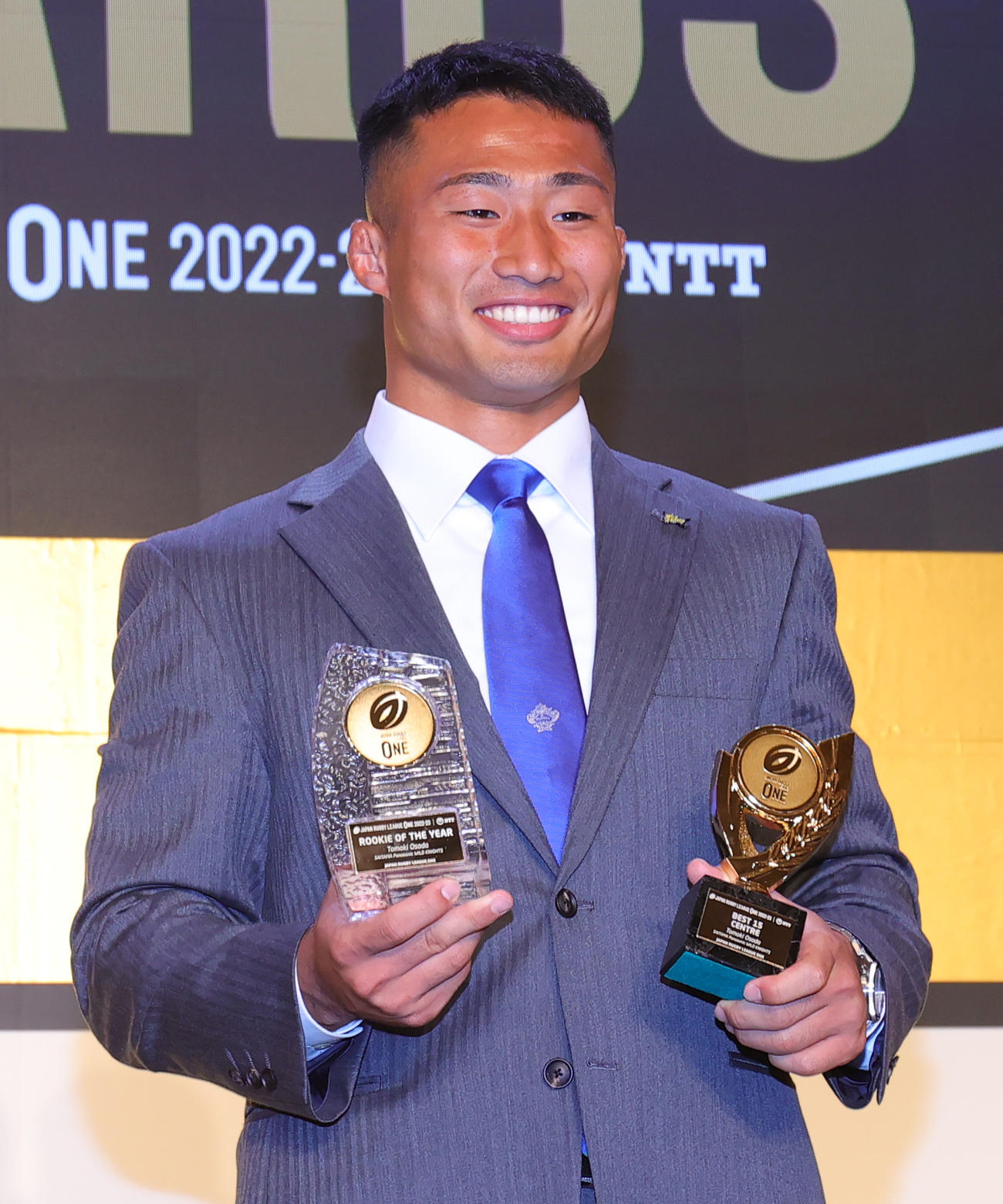 リーグワン2022－2023アワードで新人賞を受賞した埼玉CTB長田（撮影・野上伸悟）