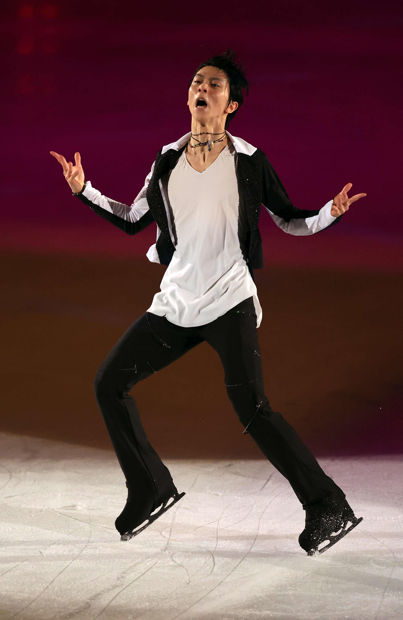ISSAの歌に乗って演技する羽生結弦（撮影・浅見桂子）