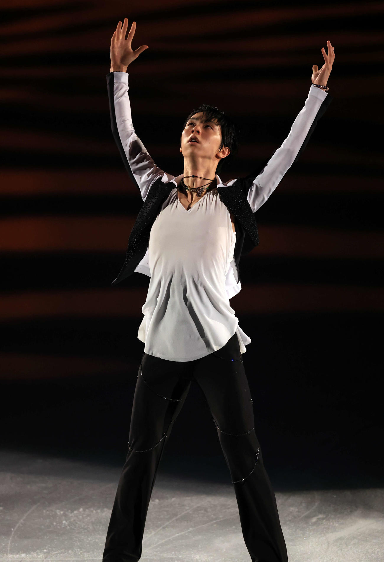 ISSAの歌に乗って演技する羽生結弦さん（撮影・浅見桂子）