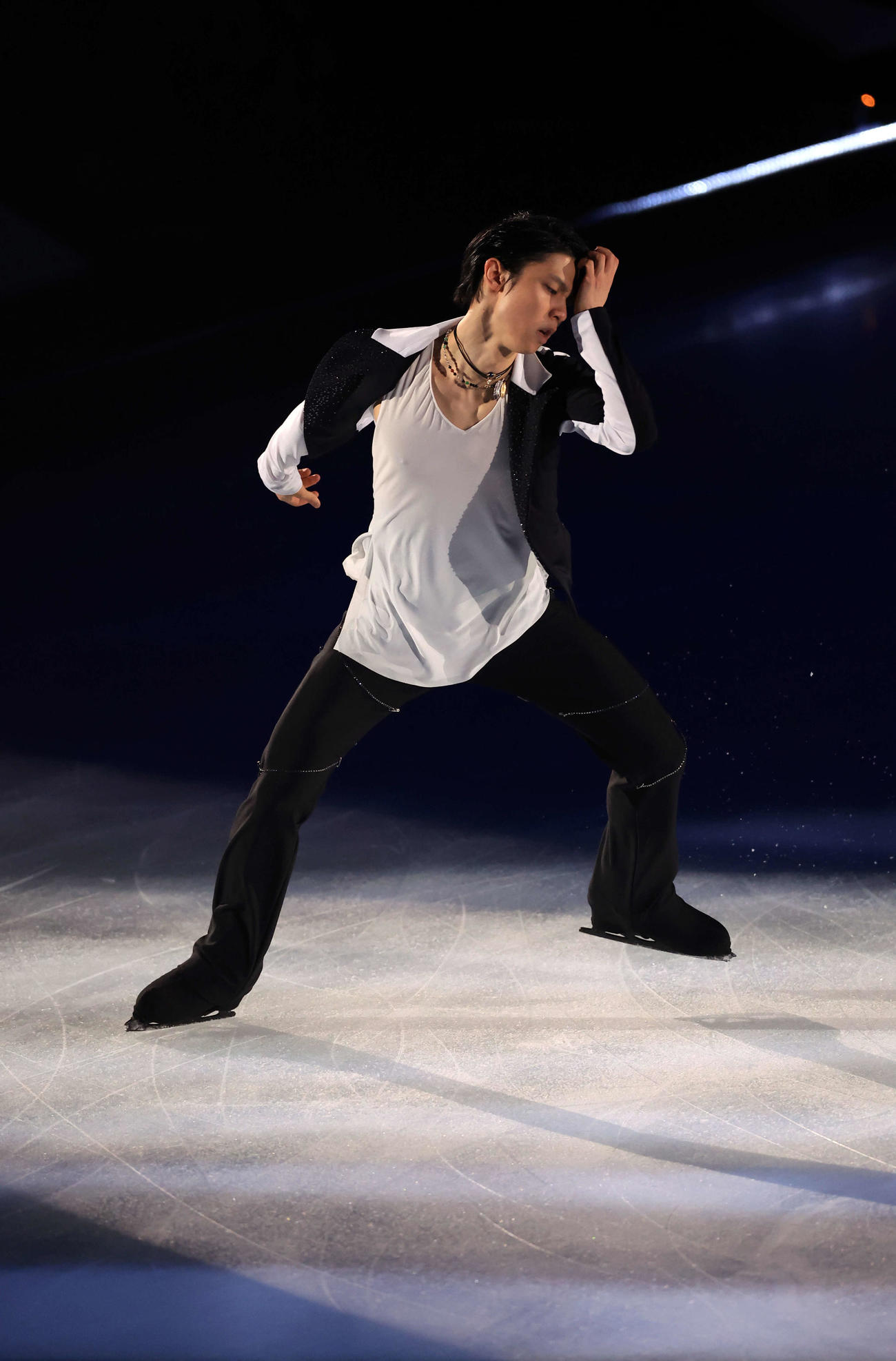 ISSAの歌に乗って演技する羽生結弦さん（撮影・浅見桂子）