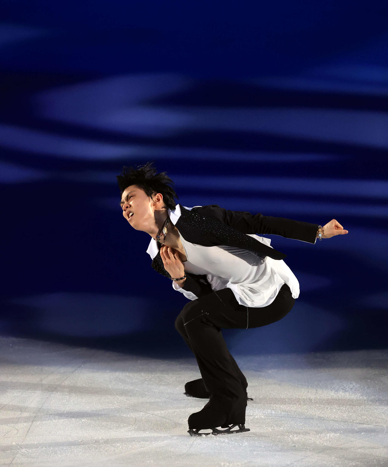 ISSAの歌に乗って演技する羽生結弦さん（撮影・浅見桂子）