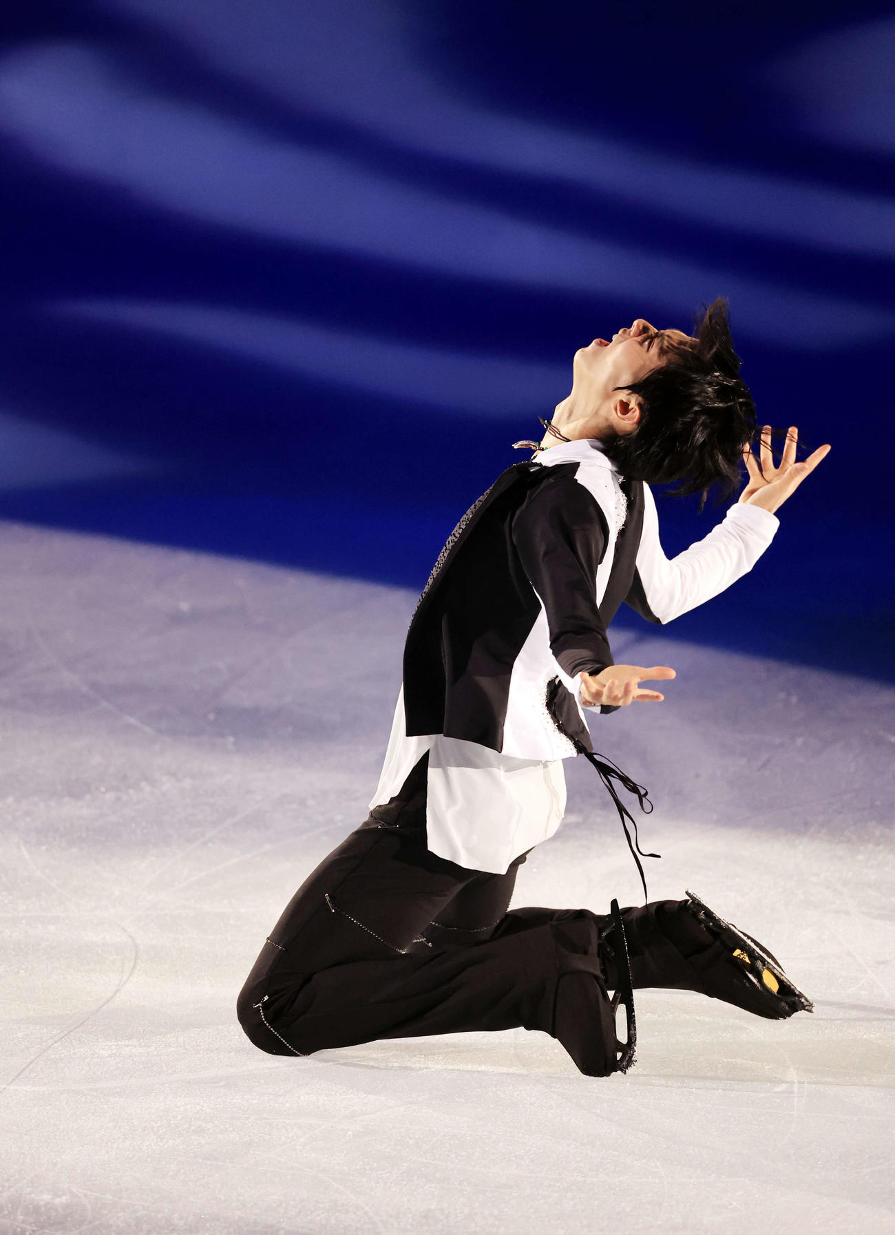 ISSAの歌に乗って演技する羽生結弦さん（撮影・浅見桂子）