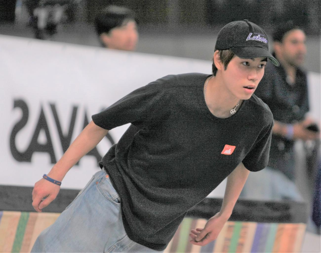 スケートボード・ストリートの新設大会「UPRISING TOKYO」男子決勝で優勝した堀米（撮影・藤塚大輔）