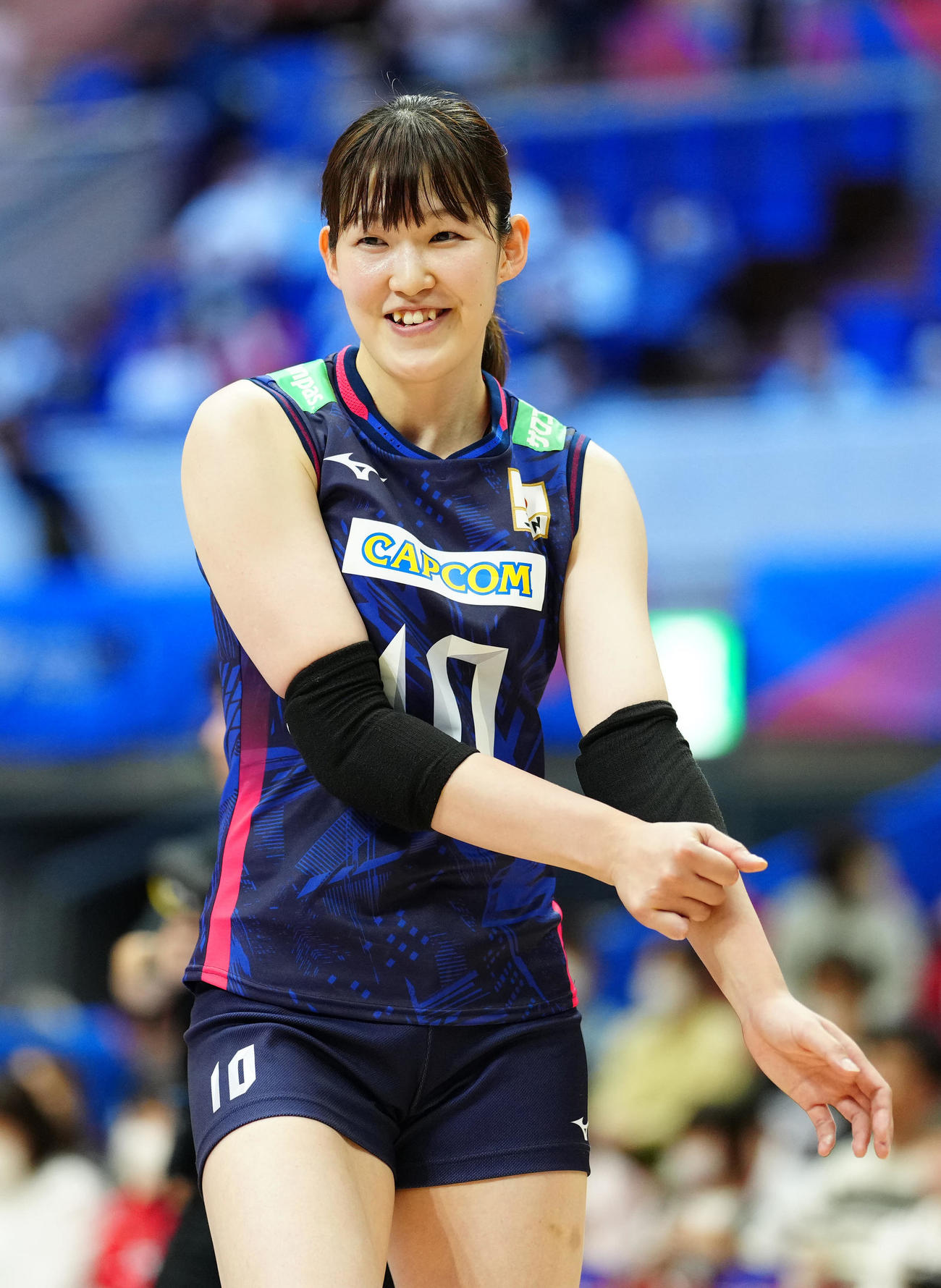 日本対ブルガリア　試合後、笑顔を見せる井上（撮影・江口和貴）