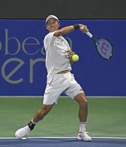 カリビアン・オープンのシングルス1回戦で復帰を果たした男子テニスの錦織圭（共同）