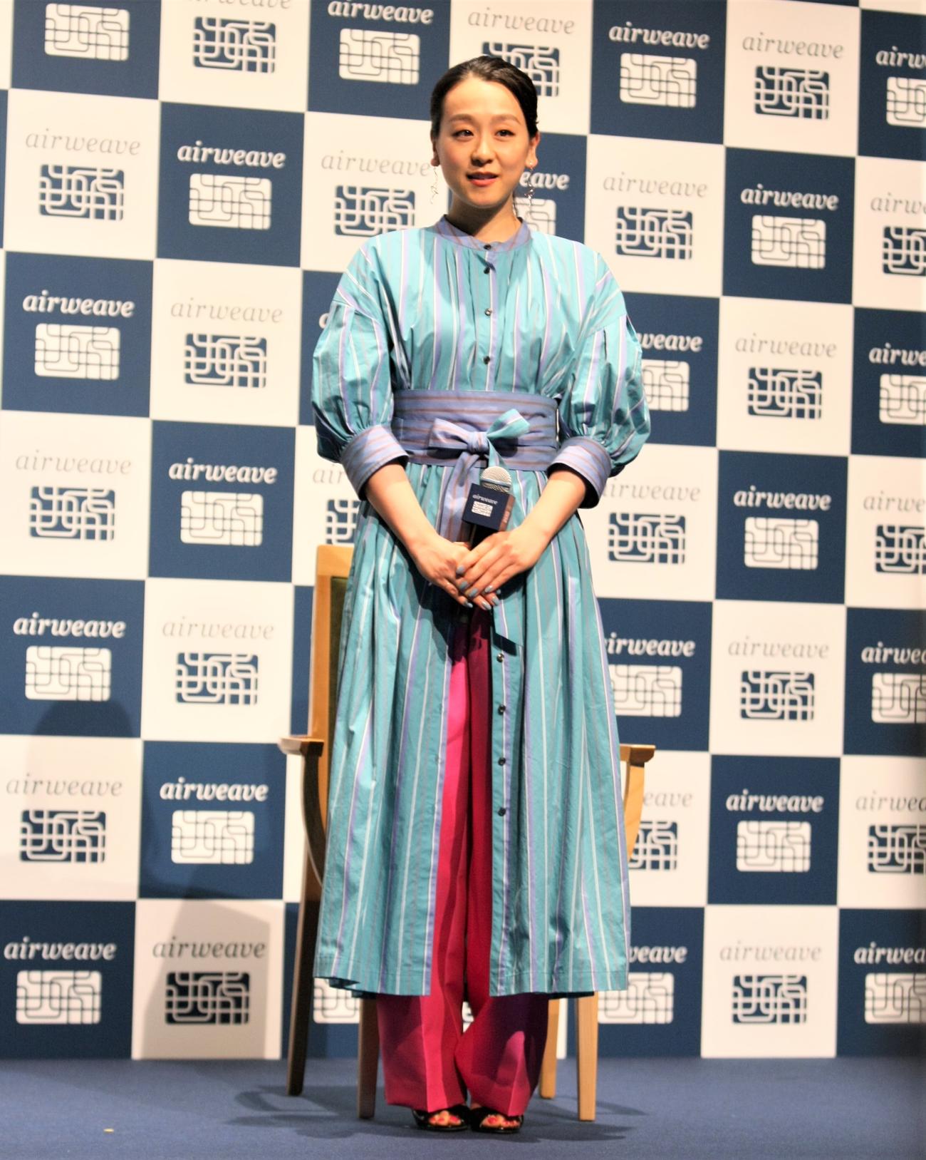 寝具メーカー「エアウィーヴ」新CM発表会に登場した浅田真央さん（撮影・藤塚大輔）