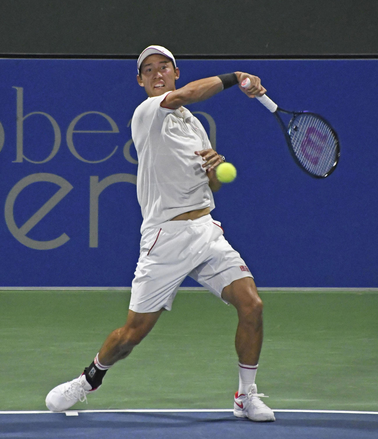 カリビアン・オープンのシングルス1回戦で復帰を果たした男子テニスの錦織圭（共同）