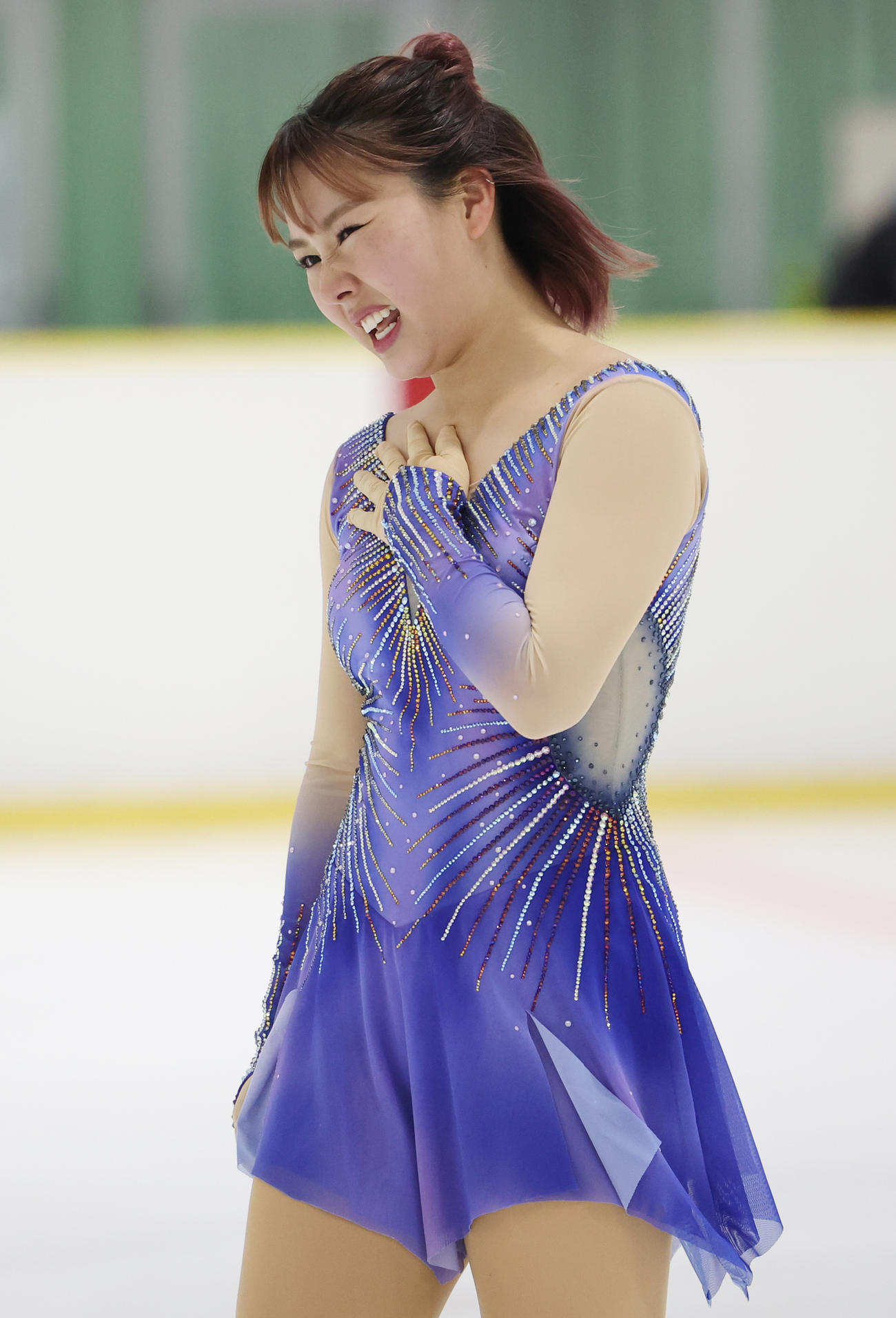 女子フリーの演技を終えた樋口新葉（撮影・野上伸悟）