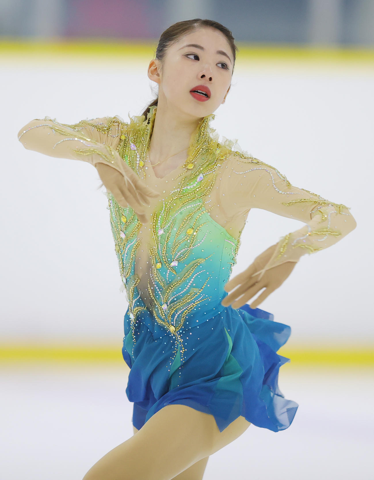シニア女子フリーの演技を行う住吉（撮影・野上伸悟）