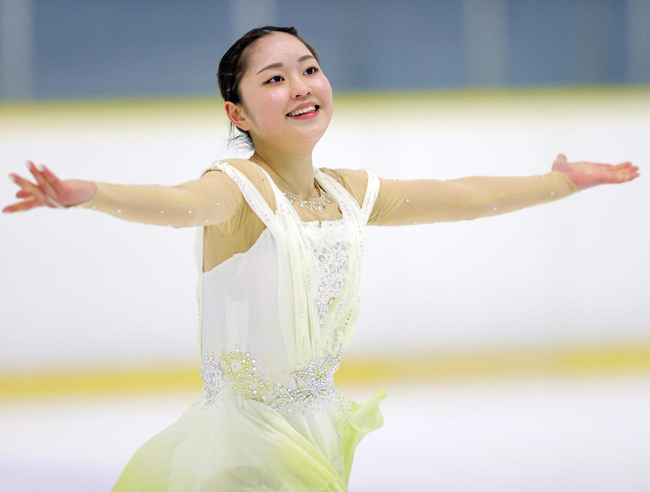シニア女子フリーの演技を行う江川マリア（撮影・野上伸悟）