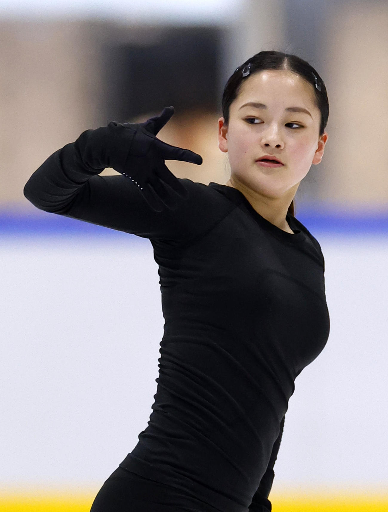 全日本フィギュア合宿に参加し、演技する渡辺倫果（撮影・藤尾明華）