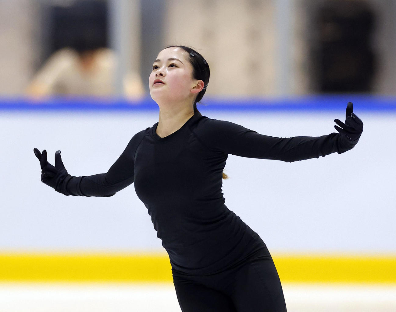 全日本フィギュア合宿に参加し、演技する渡辺倫果（撮影・藤尾明華）
