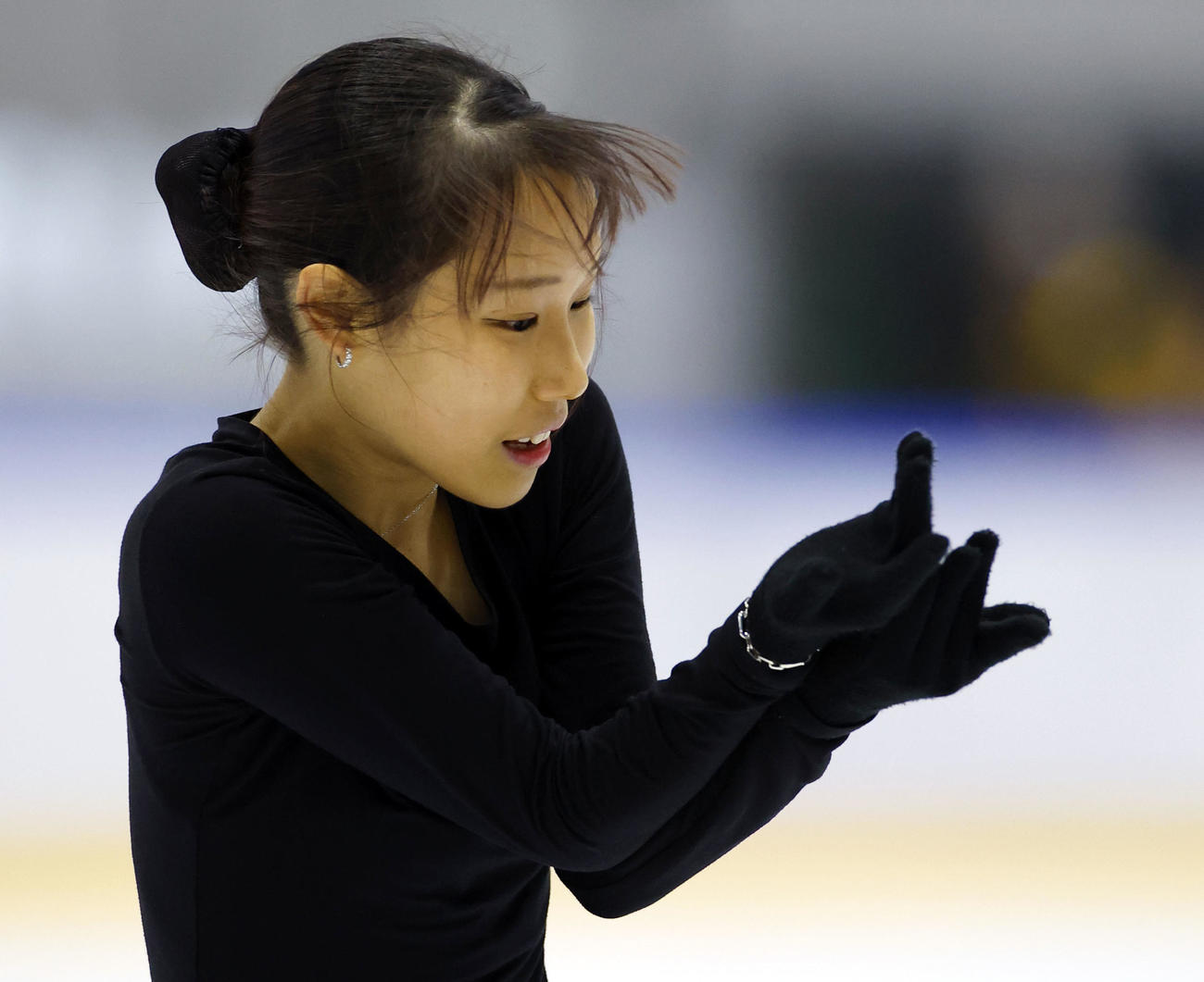 全日本フィギュア合宿に参加し、演技する三原舞依（撮影・藤尾明華）