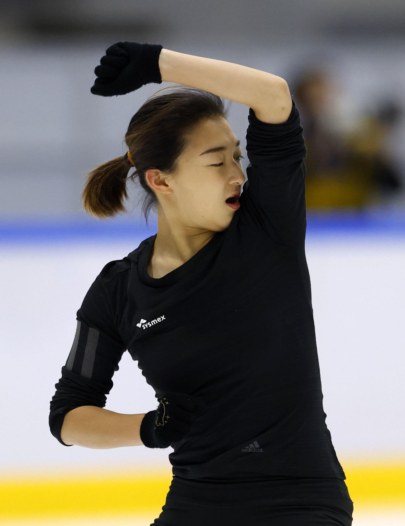 全日本フィギュア合宿に参加し、演技する坂本花織（撮影・藤尾明華）