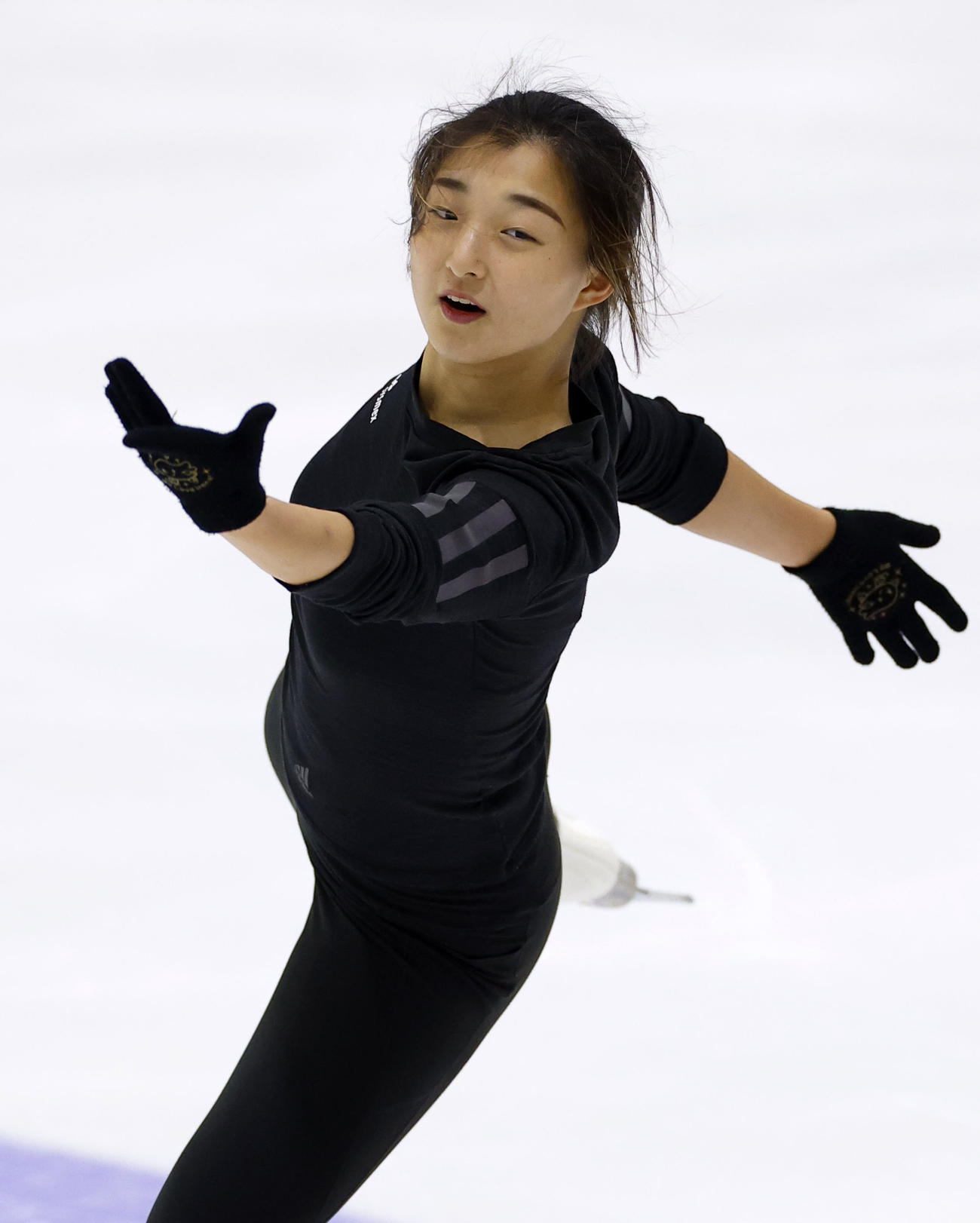 全日本フィギュア合宿に参加し、演技する坂本花織（撮影・藤尾明華）