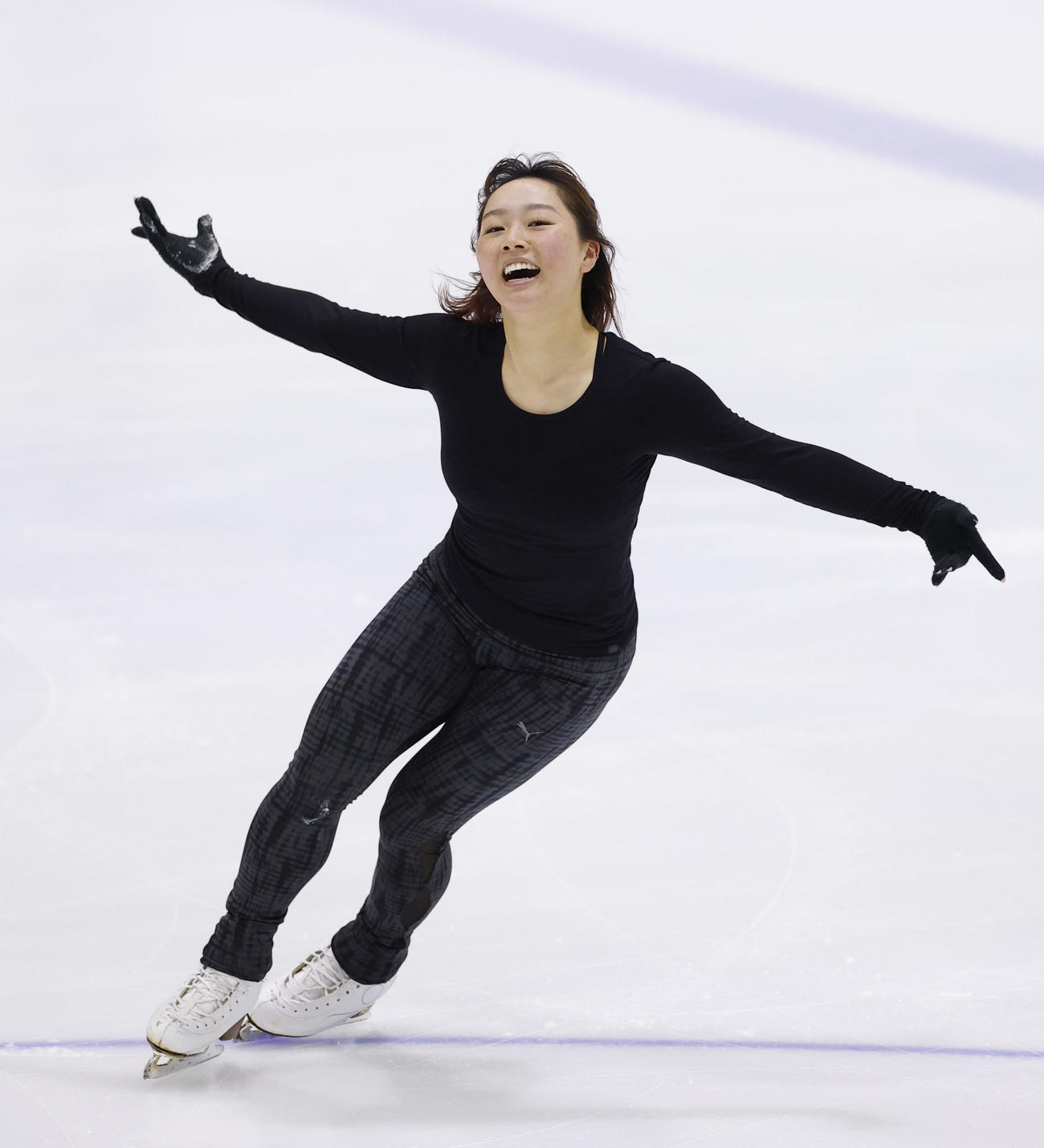 全日本フィギュア合宿に参加し、演技する樋口新葉（撮影・藤尾明華）