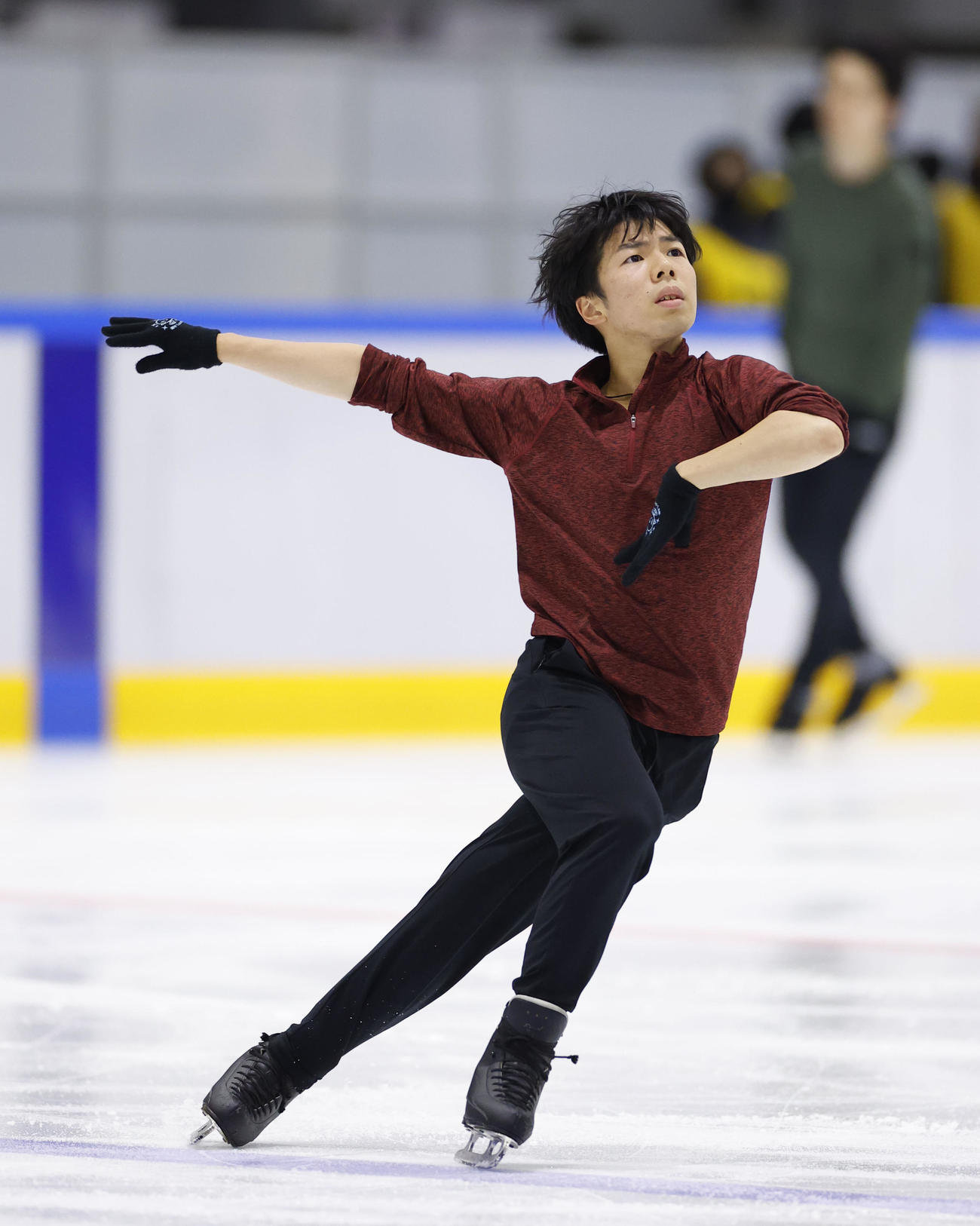 全日本フィギュア合宿に参加し、演技する佐藤駿（撮影・藤尾明華）