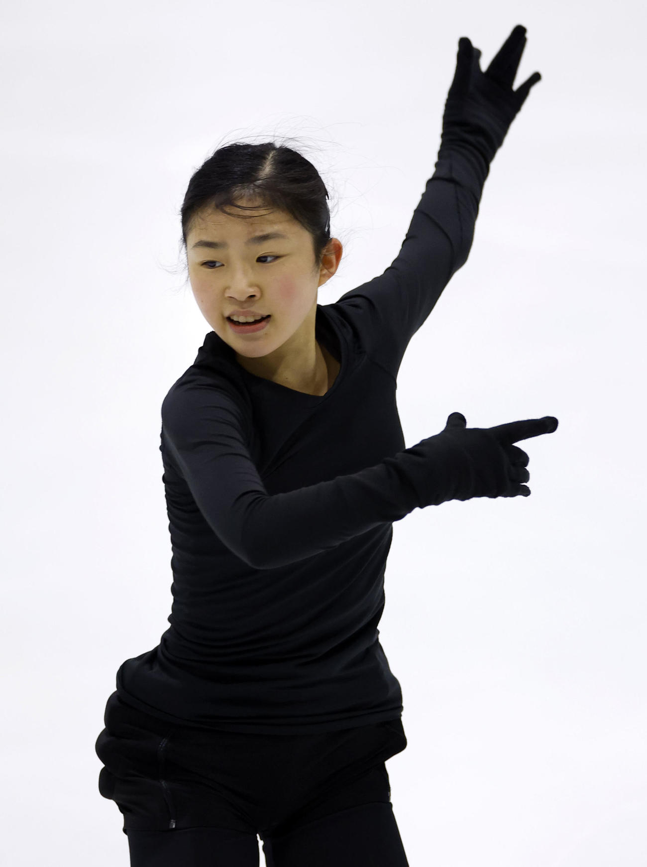 全日本フィギュア合宿に参加し、演技する千葉百音（撮影・藤尾明華）