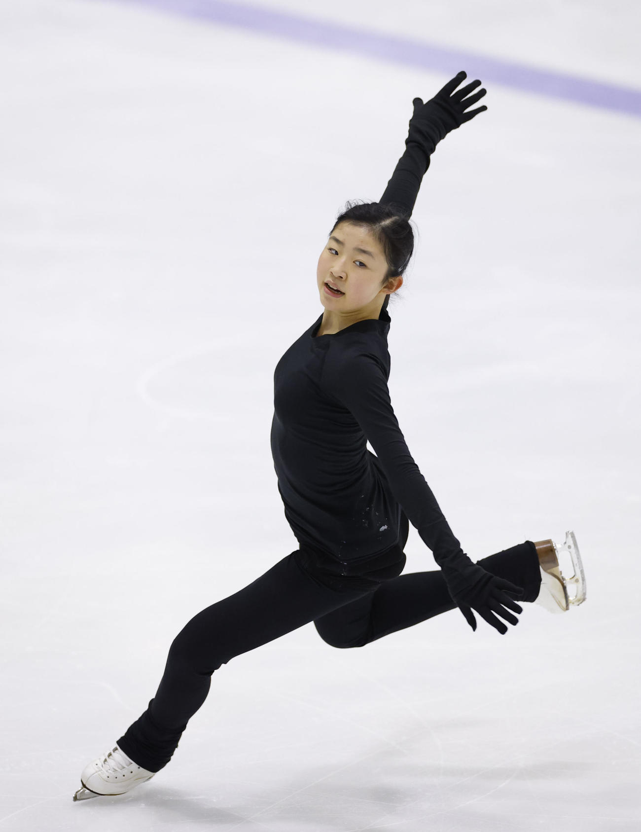 全日本フィギュア合宿に参加し、演技する千葉百音（撮影・藤尾明華）