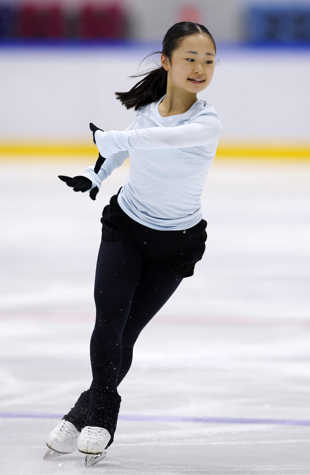 全日本フィギュア合宿に参加し、演技する島田麻央（撮影・藤尾明華）