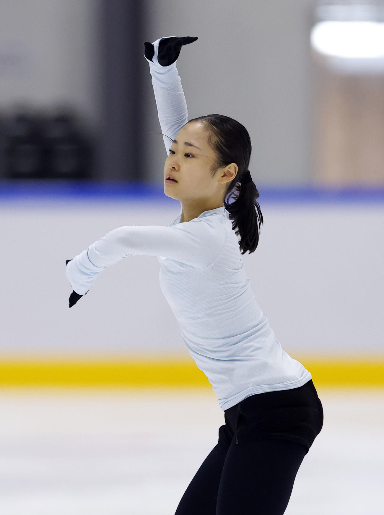 全日本フィギュア合宿に参加し、演技する島田麻央（撮影・藤尾明華）