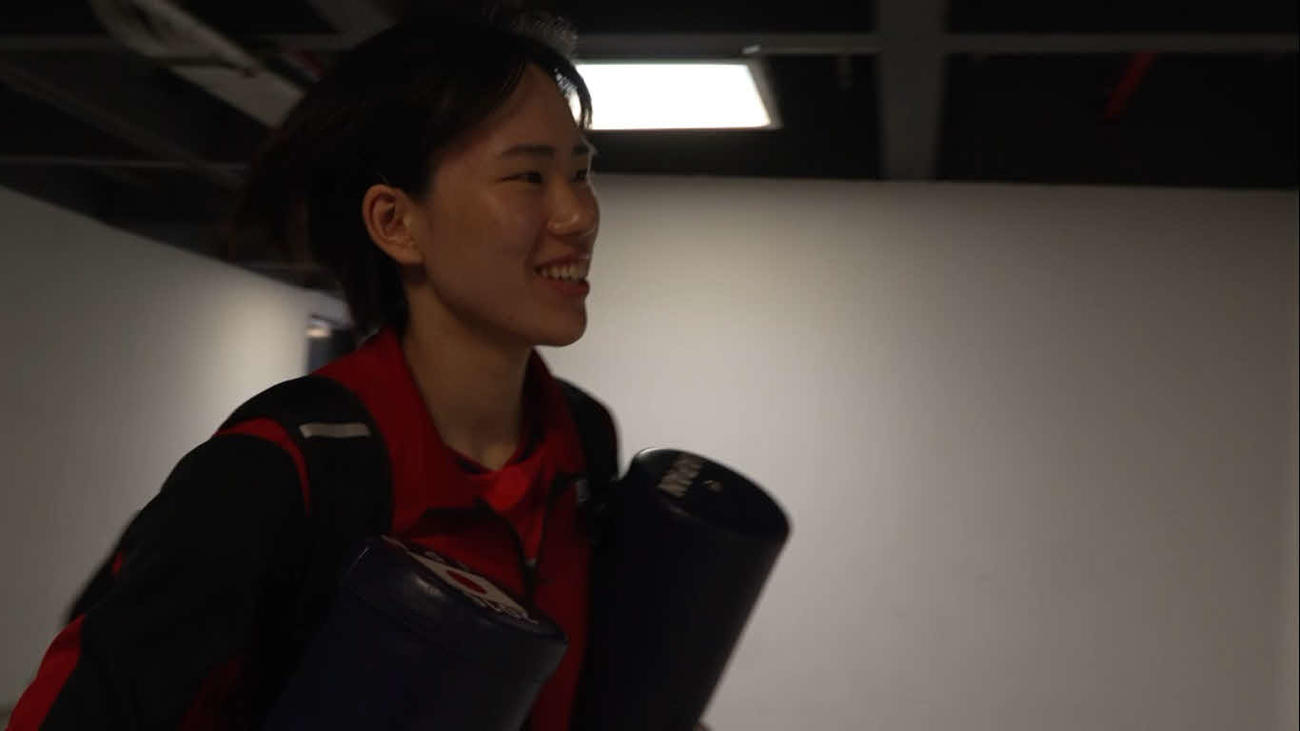 試合前に笑顔を見せる林（C）JVA
