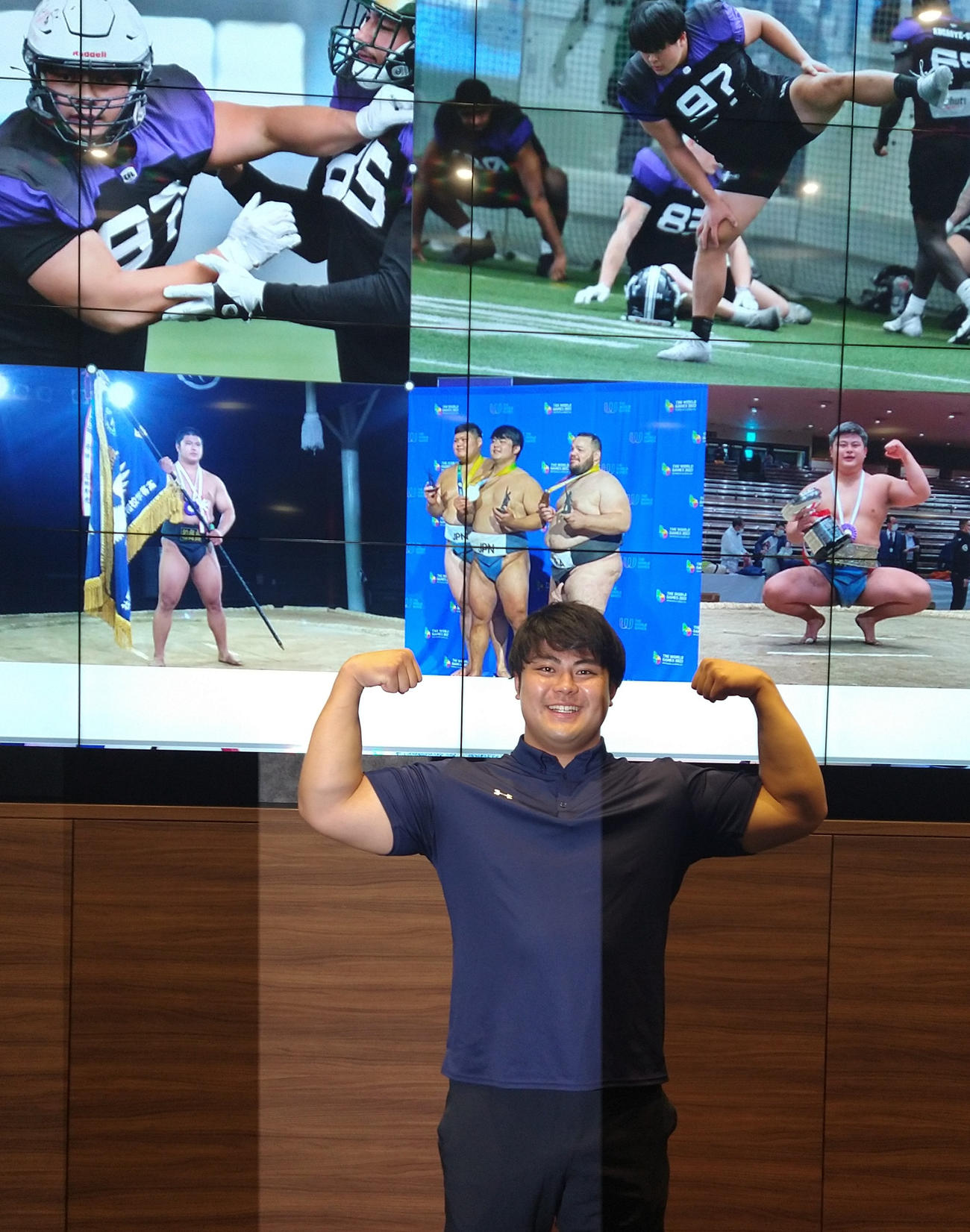 アメリカンフットボールの日本人初NFL入りを目指して米コロラド州立大に編入することを発表した相撲の20年アマ横綱、花田秀虎（撮影・木下淳）