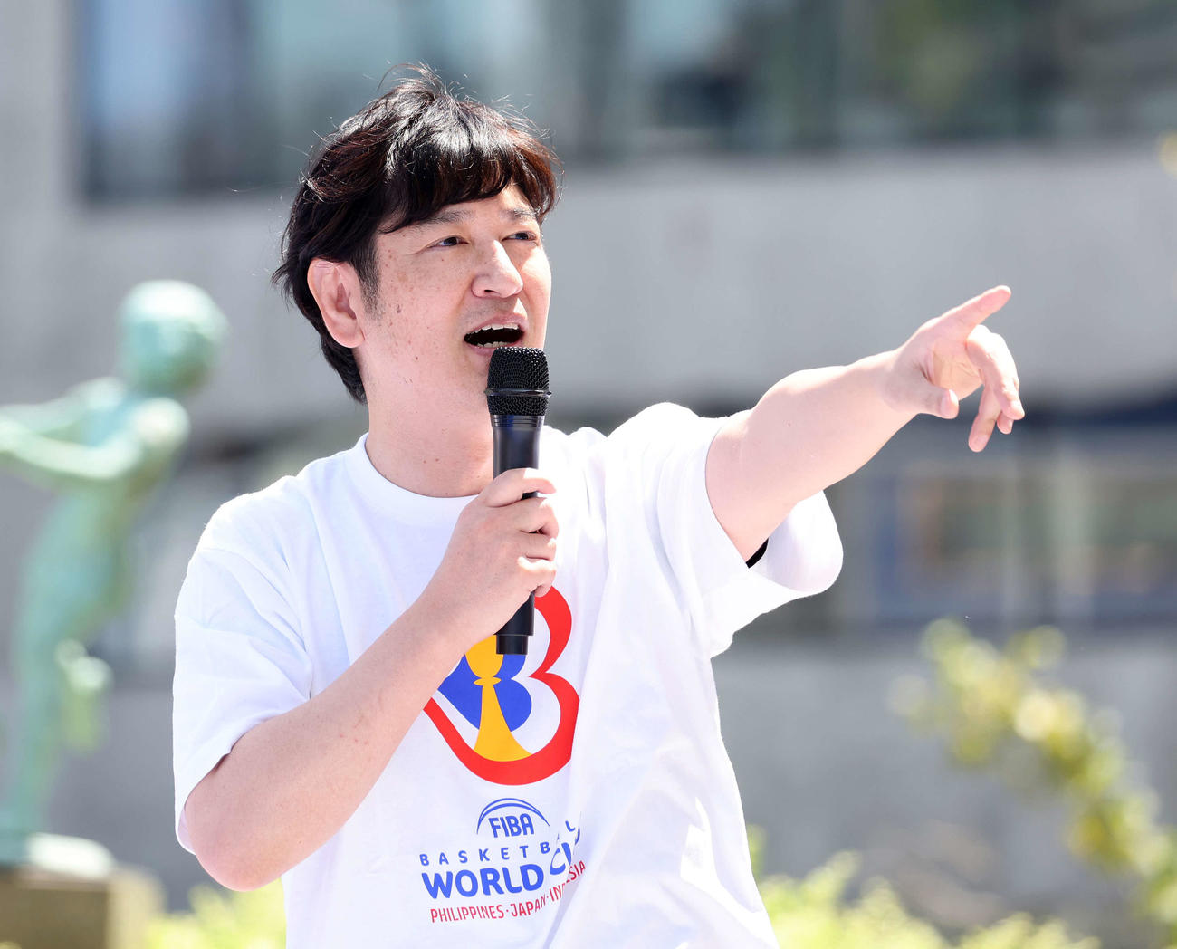 バスケW杯1カ月前イベントに参加した田中直樹（撮影・鈴木正人）