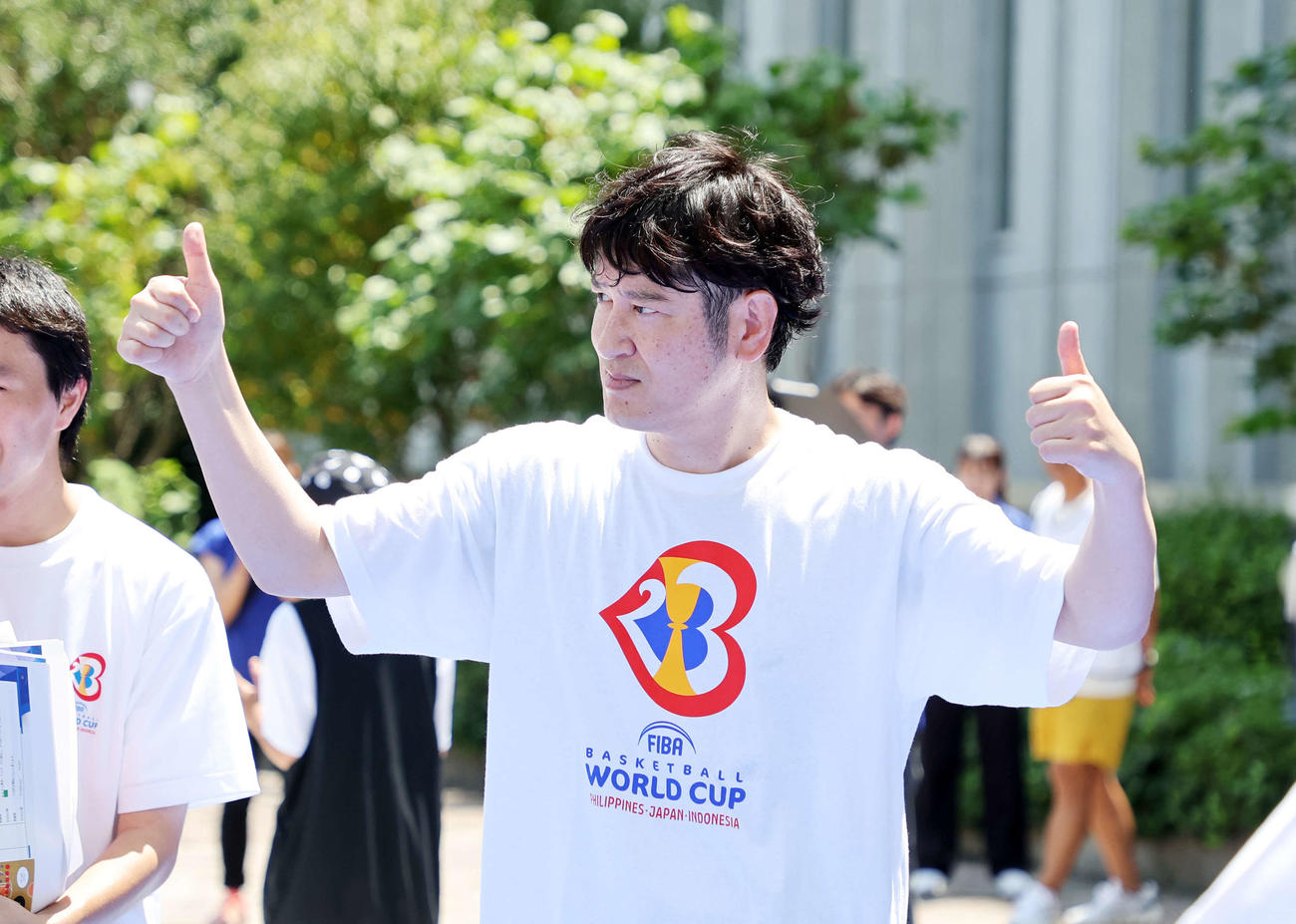 バスケW杯1カ月前イベントに参加した田中直樹（撮影・鈴木正人）