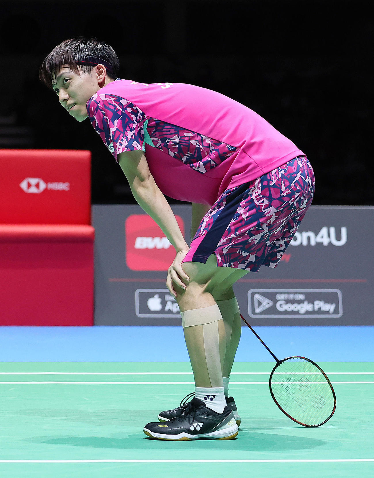 男子シングルス準決勝　アクセルセンに敗れた奈良岡（撮影・足立雅史）