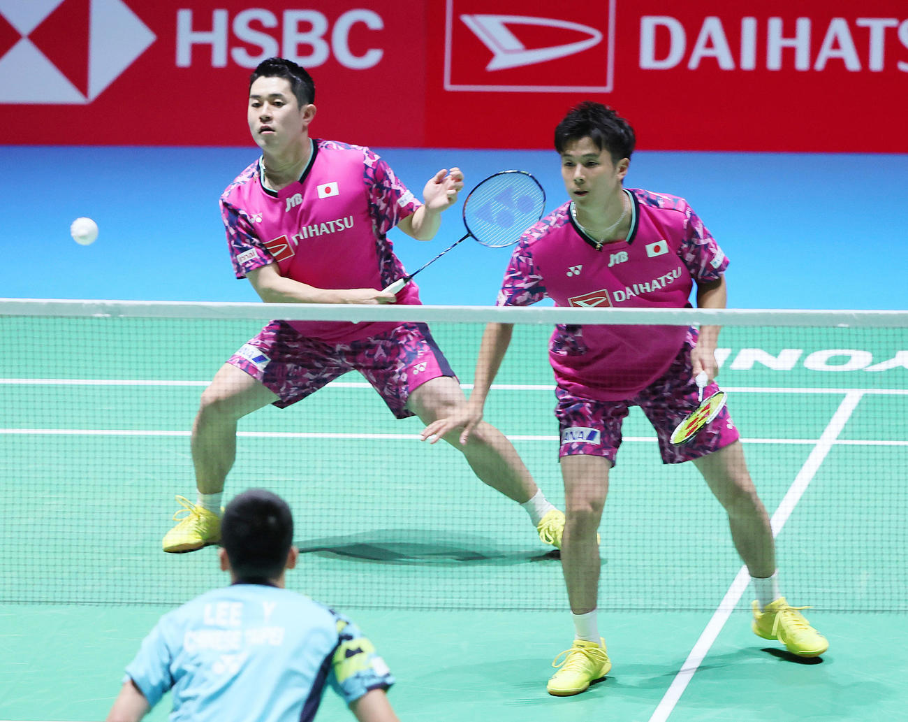 男子ダブルス決勝　決勝に臨む保木（左）、小林組（撮影・足立雅史）
