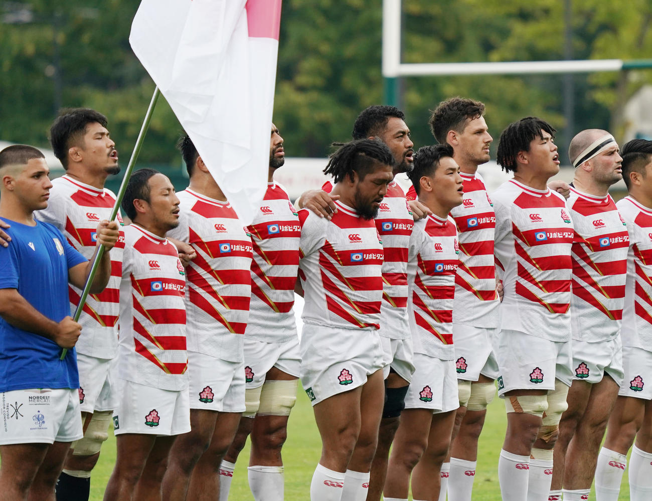 日本対イタリア　イタリアとテストマッチに臨む日本代表（撮影・パオロ　ヌッチ）