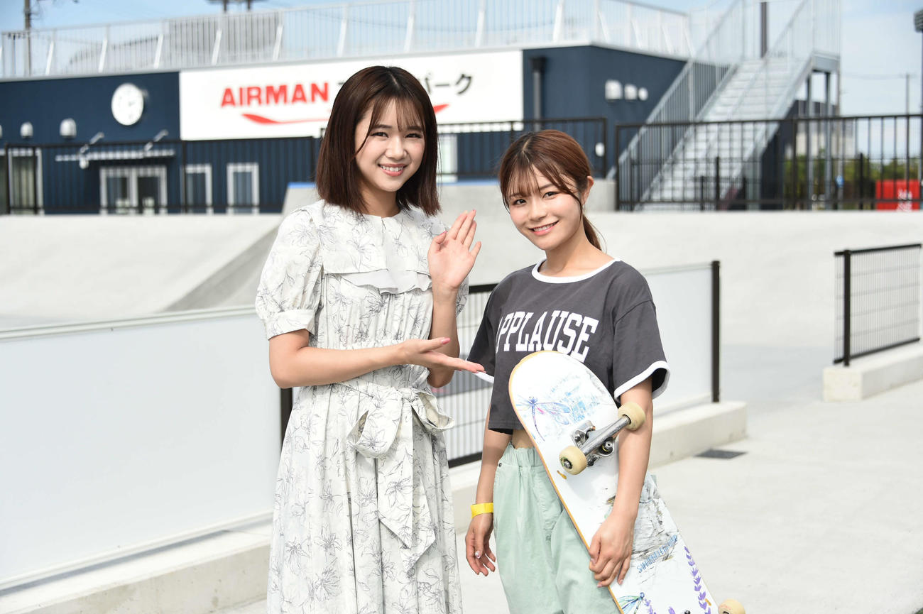 スケボーをしている麗菜さんは、本当にアスリートです