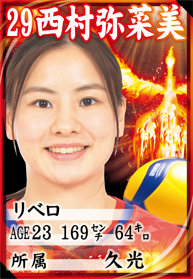 西村弥菜美の選手カード（写真は（C）JVA）