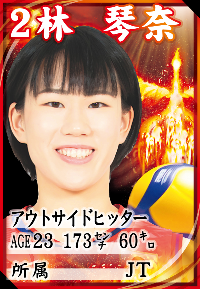 林琴奈の選手カード（写真は（C）JVA）