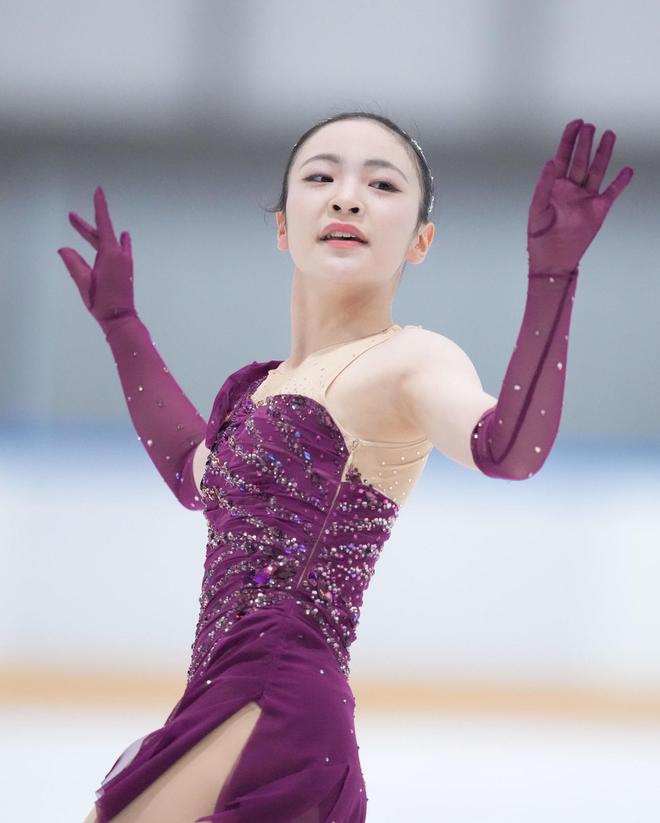 ジュニア女子SP　演技を見せる高木（撮影・狩俣裕三）