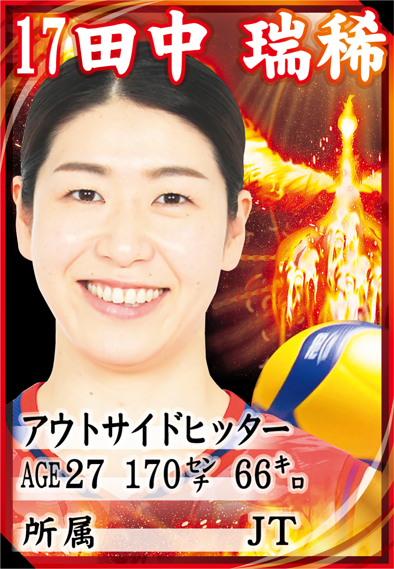 田中瑞稀の選手カード（写真は（C）JVA）