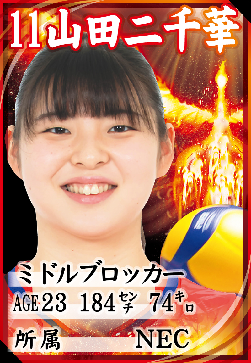 山田二千華の選手カード（写真は（C）JVA）