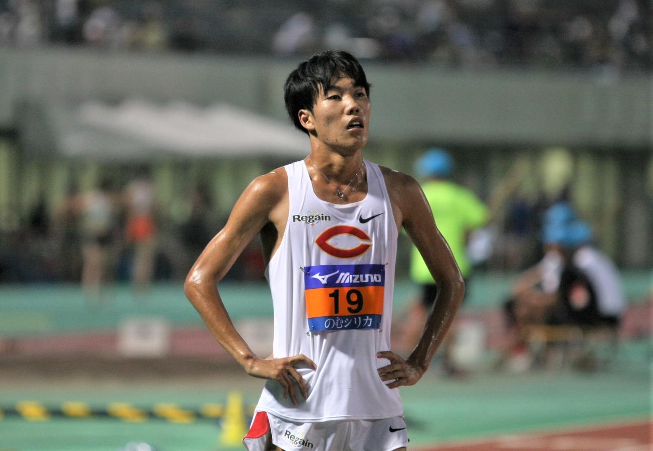 日本学生対校選手男子5000メートル決勝　日本人2番手となる5位に入った中大・溜池（撮影・藤塚大輔）