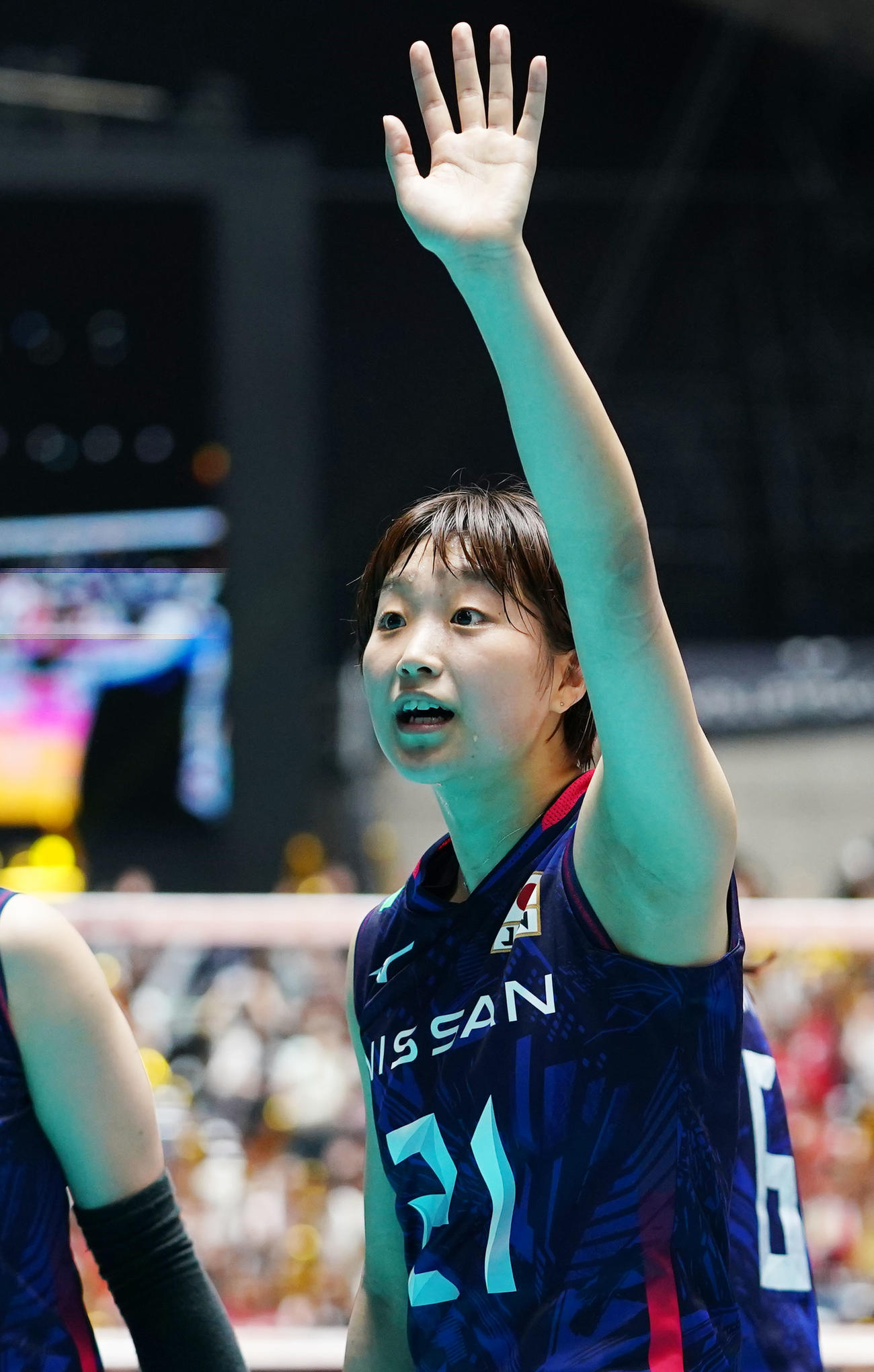 日本対プエルトリコ　声援に応える松井（撮影・横山健太）