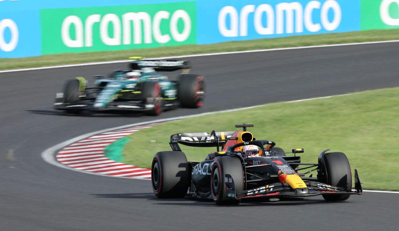 ポールポジションを獲得したレッドブルのフェルスタッペン（撮影・宮崎幸一）