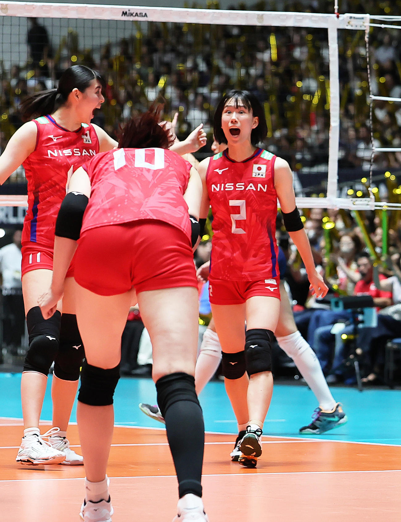日本対ブラジル　第4S、得点を決めガッツポーズする林（撮影・足立雅史）
